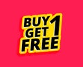 Buy one get one free sticker label design Royalty Free Stock Photo