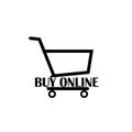 Buy online icon with shopping cart isolated on white background Royalty Free Stock Photo