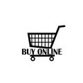 Buy online icon with shopping cart isolated on white background Royalty Free Stock Photo
