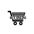 Buy online icon with shopping cart isolated on white background Royalty Free Stock Photo