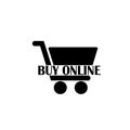 Buy online icon with shopping cart isolated on white background Royalty Free Stock Photo