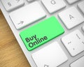 Buy Online - Inscription on Green Keyboard Button. 3D. Royalty Free Stock Photo