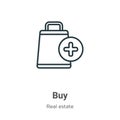 Buy outline vector icon. Thin line black buy icon, flat vector simple element illustration from editable real estate concept Royalty Free Stock Photo