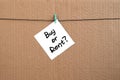 Buy or rent? Note is written on a white sticker that hangs with Royalty Free Stock Photo