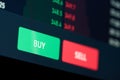 Buy or sell buttons on stock exchange market order online trading strategy. Royalty Free Stock Photo