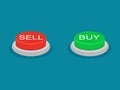 Buy and sell buttons. stock trading concept vector