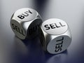 Buy or sell dices, investing and trading concept