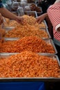 Buy-sell dried shrimp In a fresh market in Thailand Royalty Free Stock Photo