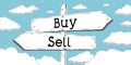 Buy and sell - outline signpost with two arrows Royalty Free Stock Photo