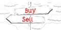 Buy and sell - outline signpost with two arrows Royalty Free Stock Photo