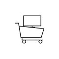 buy tv, basket icon. Element of television icon for mobile concept and web apps. Thin line buy tv, basket icon can be used for web Royalty Free Stock Photo