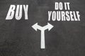 Buy vs do it yourself choice concept