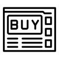 Buy website icon outline vector. Fill form