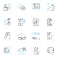 Buyer engagement linear icons set. Connect, Communicate, Engage, Respond, Interact, Listen, Trust line vector and