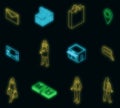 Buyer icons set vector neon Royalty Free Stock Photo