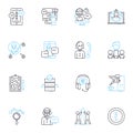 Buyer liaison linear icons set. Communication, Relationship, Coordination, Mediation, Intermediary, Negotiation