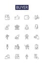 Buyer line vector icons and signs. Shopper, Acquirer, Consumer, Payee, Client, Buyer, Borrower, Customer outline vector Royalty Free Stock Photo