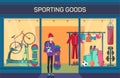 Buyer at sporting goods store. Sports department