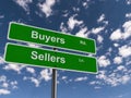 Buyers and sellers road sign Royalty Free Stock Photo