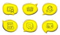 Buying accessory, Internet report and Arena stadium icons set. Smile face sign. Vector