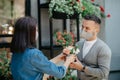 Buying bouquet and modern service during coronavirus pandemic and new normal