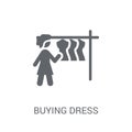 Buying Dress icon. Trendy Buying Dress logo concept on white background from Ladies collection Royalty Free Stock Photo