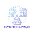 Buying gifts in advance concept icon