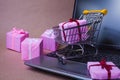 Buying gifts on the Internet. Online shopping, sales and e-Commerce.