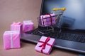 Buying gifts on the Internet. Online shopping, sales and e-Commerce.