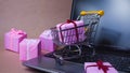 Buying gifts on the Internet. Online shopping, sales and e-Commerce.