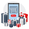 Buying gifts online design Royalty Free Stock Photo