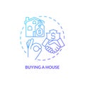 Buying house blue gradient concept icon