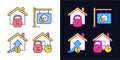 Buying house light and dark theme color icons set Royalty Free Stock Photo