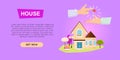 Buying House Online. Property Selling. Web Banner.