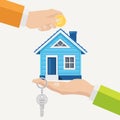 Buying a house. Real estate and Home for Sale concept. Vector illustration. Flat style