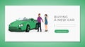 Buying new car web banner template. Transport showroom, automobile dealership center website landing page interface