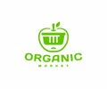 Buying organic food logo design. Healthy vegetarian meals vector design