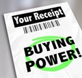 Buying Power Words Paper Receipt Purchase Shopping Saving Money