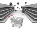 Buying in supermarkets. There is no product due to the spread of the virus. 3D rendering