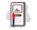 Young man buying online concept vector illustration in flat style Royalty Free Stock Photo