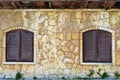 Buyukada in Istanbul located in old antique house old-fashioned wooden windows and shutters, Turkey Istanbul Princes` Islands Royalty Free Stock Photo