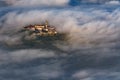 Buzet old town, Croatia over morning clouds. Royalty Free Stock Photo