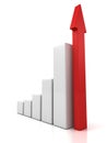 Buziness successful bar graph with growing red arrow Royalty Free Stock Photo