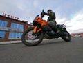 Buzuluk, Russia - October 6, 2010: an Unknown man biker rides a