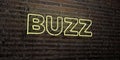 BUZZ -Realistic Neon Sign on Brick Wall background - 3D rendered royalty free stock image