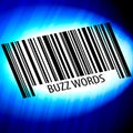 Buzz Words - barcode with blue Background