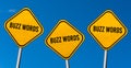 Buzz words - yellow signs with blue sky Royalty Free Stock Photo