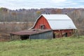 Buzzards on Red Barn in the Midwest USA