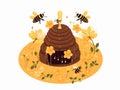 Buzzing Abode - Bee Hive Illustration