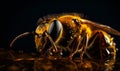 Buzzing Beauty: A Close-Up of a Bee on a Black Background Royalty Free Stock Photo